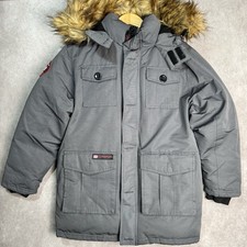 Canada Weather Gear Insulated Jacket Big Boys Size L 14-16 Gray Hooded Faux Fur