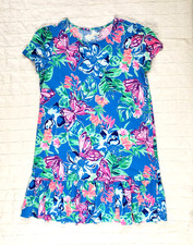 NWOT Lilly Pulitzer Emina Dress Blue Butterfly Floral GIRLS SIZE XL 12-14