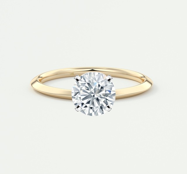 IGI F/VS 2.25 Ct Round Lab Created Grown Diamond Solitaire Ring 14K Yellow Gold