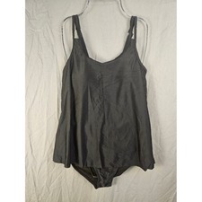 Black Ruched High Waist Tankini Set Two Piece Swimsuit Small