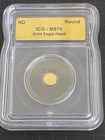 1/500 oz .999 Gold Eagle Head Round ICG MS70 Mini Gold USA Flag Design