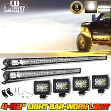 Dual 52'' LED Light Bar +20''+4X 4" Pods Combo Kit for Jeep Wrangler JK TJ YJ CJ