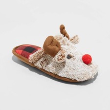 Kids Holiday Red Nose Rudolf Scuff Slippers - Wondershop 11-12 Brown 3382