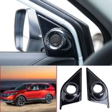 For Honda CRV CR-V 17-22 Carbon Fiber A Pillar Post Triangle Speaker Cover Trim