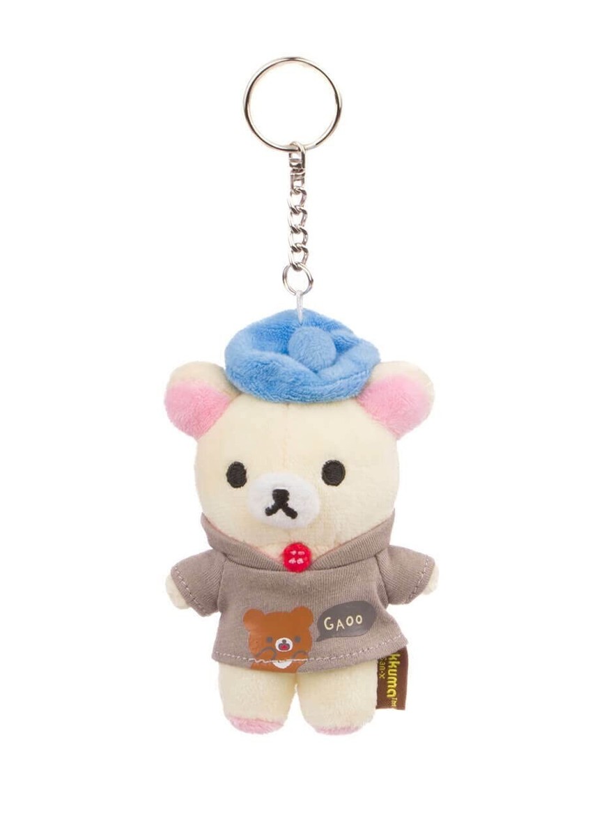 Rilakkuma Korilakkuma Grey Hoodie and Blue Beret Keychain 4