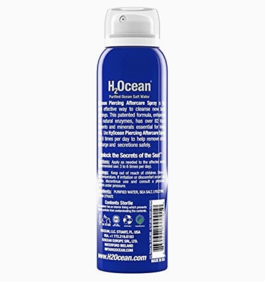 H2Ocean Piercing Aftercare Spray, Sea Salt Keloid & 4 Fl Oz (Pack of 1