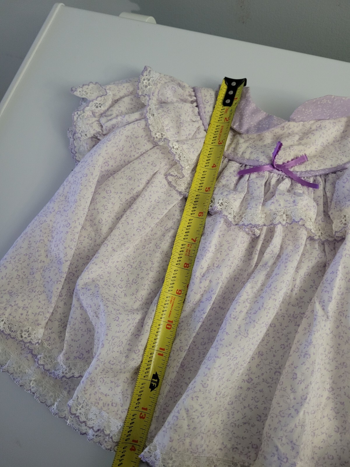 Vintage Purple Baby Girl Set Dress Bonnet Blooome… - image 3