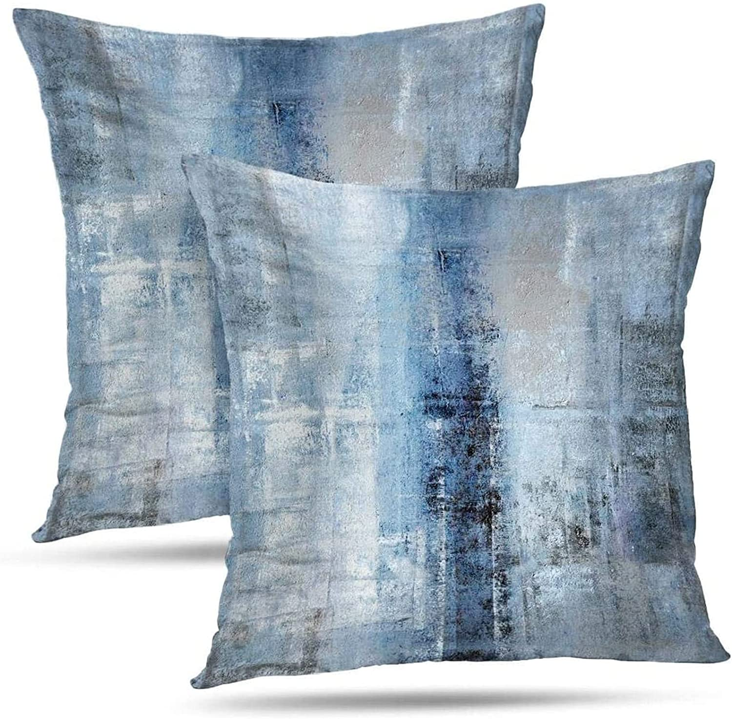 Blue Grey Abstract Art Modern Decorative Pillow Cover for a Gallery Style Look
