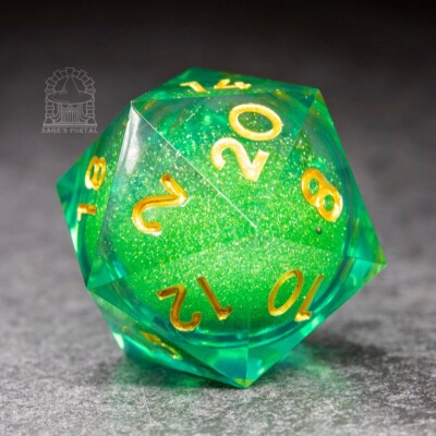 Sage's Spirits Nature - 33mm Liquid-Core D20 Sharp Edge Resin Dice | DnD TTRPG