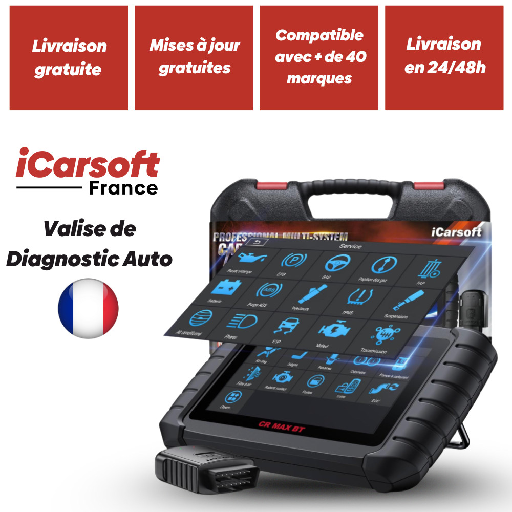 iCarsoft CR Max BT diagnostic auto multimarques pour entretien garage