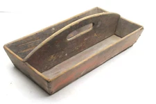 Primitive 1800s 1700s Wood Square Shaft Hewn Nails Garden Organizer Tray 12x6x5"