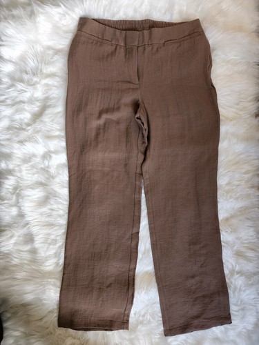 chico's travelers pants elastic waist brown wide leg womens size 1 | eBay