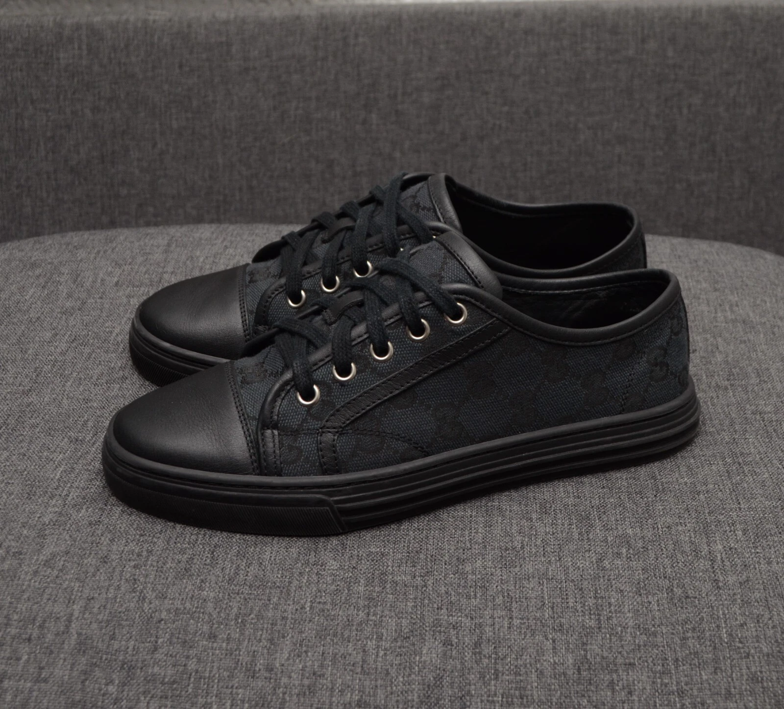 Baskets basses femme authentiques Gucci GG toile cuir noir pointure 36 US6