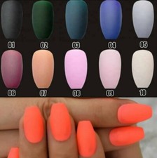 24 Matte Coffin Press on Nails kit glue choose color Blue green mauve white pink