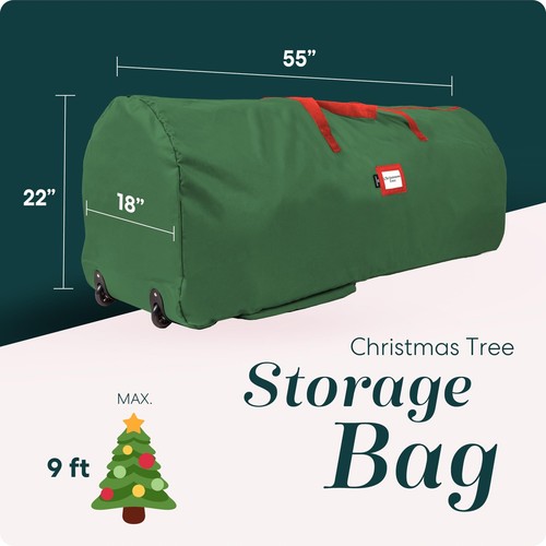 Rolling Tree Storage Bag - For 9-Foot Artificial Christmas Holiday Tree ...