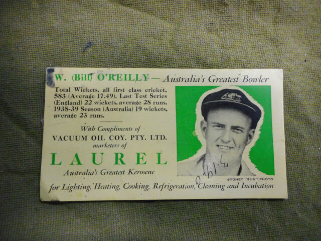D360. RARE BILL O'REILLY CRICKET INK BLOTTER - VACUUM OIL COMPANY ABOUT 1938