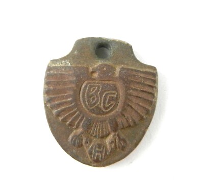 Vtg Carved Stone Charm Spread Eagle Brown 'BC''H' 'JS' Nat Indian? Mexico? S40L