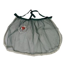 Mid Century Green Silver Tulle Christmas Apron Ornament Applique Vintage