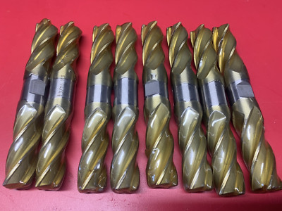 Lot of Eight 13/16'' 4 Flute Double End HS End Mills NEW OLD STOCK
