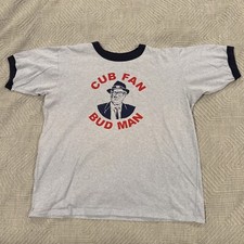 Vintage Rare Chicago Cubs Harry Caray Bud Man Cub Fan T Shirt Excellent L - XL