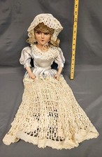 Antique BOUDOIR DOLL 1920  s. 25  LONG. Composition And Cloth. PAINTED FEATURES.