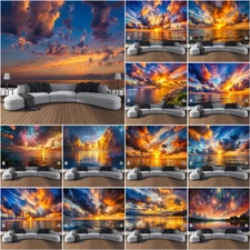 Sunset Wall Hanging Clouds Vivid Colors at Dusk Tapestry Bedspread Backdrop Art