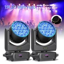 2PC 19x20W Zoom Moving Head Stage Light RGBW DMX Beam Wash Lighting DJ Disco Bar