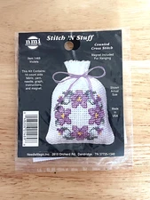 Violets 1469 Needle Magic Stitch 'N Stuff Counted Cross Stitch Kit Potpourri Bag