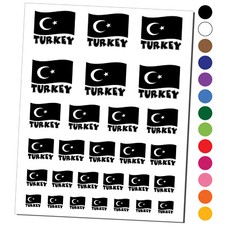 Turkey with Waving Flag Cute Temporary Tattoo Water Resistant Set
