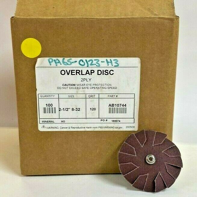 2-1/2" 100 GRIT MERIT ALUMINUM OXIDE OVERLAPPED SLOTTED DISCS AB10761 LOT OF 100