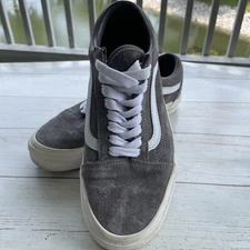 Vans Old Skool Gray Suede White Classic Skate Casual Sneakers Size M6.5/W 8