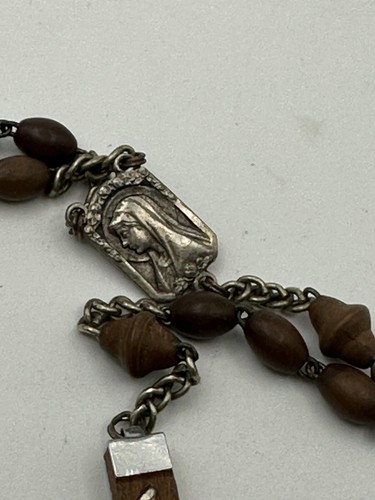 Carved Wooden Rosary Italy Lourdes Cross Crucifix Religious Catholic Necklace - Picture 14 of 15