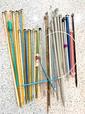 Huge Lot Of Single Point Knitting Needles Bernat Aero Plastic Metal vintage