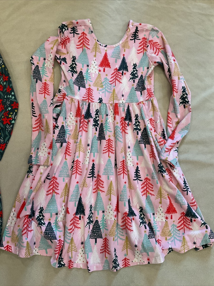 hanna andersson christmas tree dress Hanna Andersson Girls Sz 8 Green Christmas Tree Printed Holiday Dress