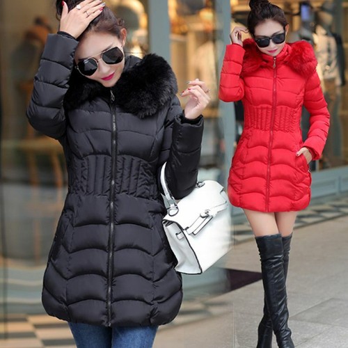 Ladies Coats Parkas Slim Pleated 