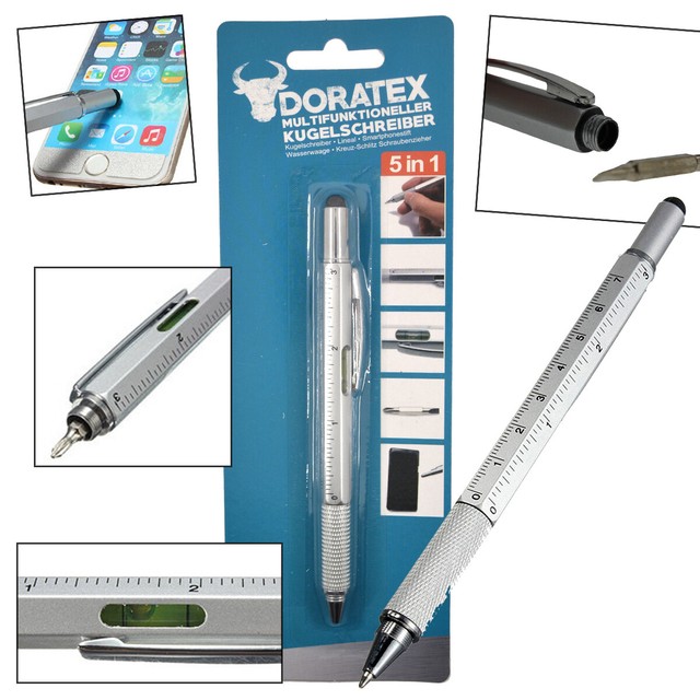 14-in-1 Multitool-Stift Mit LED-Licht - Schraubendreher, Schere, Lineal & Mehr