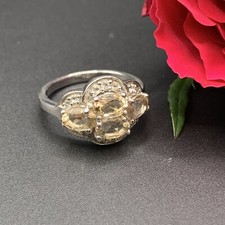 Anello Edizione Limitata Argento Sterling 925 Quarzo Champagne e Topazio Bianco - 1 di 1