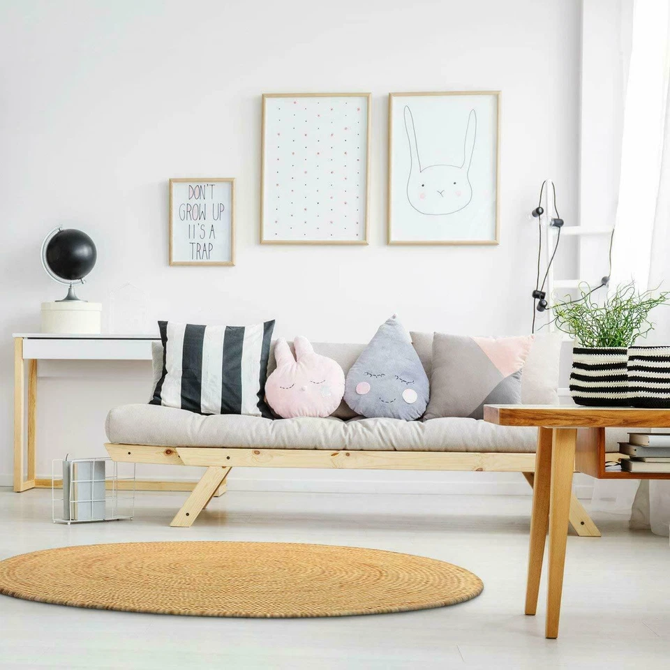 Rug Jute Round 100% Natural Jute Style Rug Reversible Braided Modern Rustic Look - Image 4 of 4