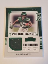 2021 Panini Contenders Football Michael Carter Rookie Ticket Patch Green RTS-MCA