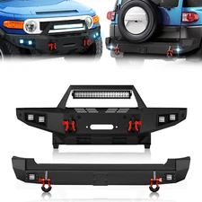 Front /Rear Bumper For 07-2014 Toyota FJ Cruiser 1st Gen W/ LED Lights & D-rings