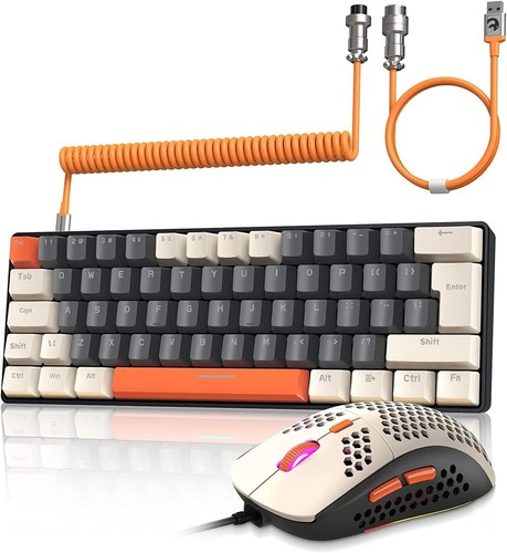 ZIYOU LANG T60 Pro 60% UK Wired Gaming Tastatur und Maus Combo+Coiled USB KabeL - Zdjęcie 14 z 58