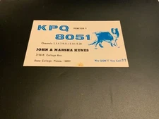 State College, Penna. ~ QSL Radio Card - KPQ 8051 - John & Marsha Kunes- Vintage