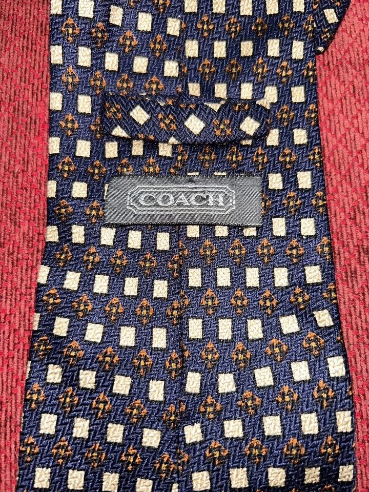 Corbata Coach 100% Seda Azul Geométrica Diseñador MULTICOLOR #11273 Foto 3 de 4