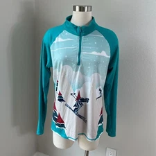 KYODAN Womens XL Quarter Zip Athletic Pullover Ski Base Layer Top Long Sleeve