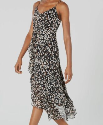 $300 19 Cooper Women's Black V-Neck Animal-Print High-Low Maxi Dress Size M  | eBay