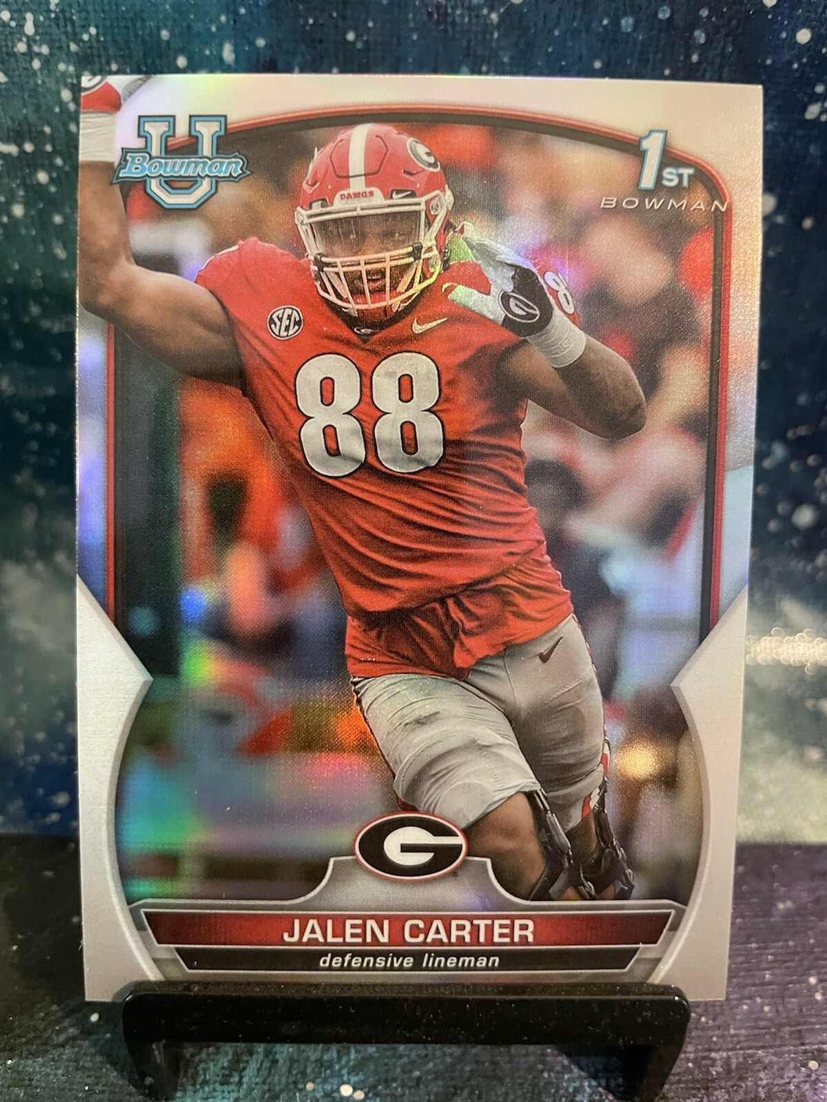2022 Bowman U Chrome Jalen Carter 1st Bowman Refractor #37 Georgia Bulldogs