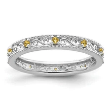 Silver Stackable Expressions Citrine Ring QSK1492