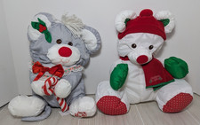 Fisher Price vintage plush puffalump Christmas mouse teddy polar bear red hat 92