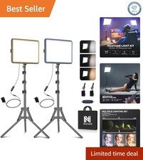 Professional 2-Pack LED Video Light Kit with Adjustable Tripod for Creators