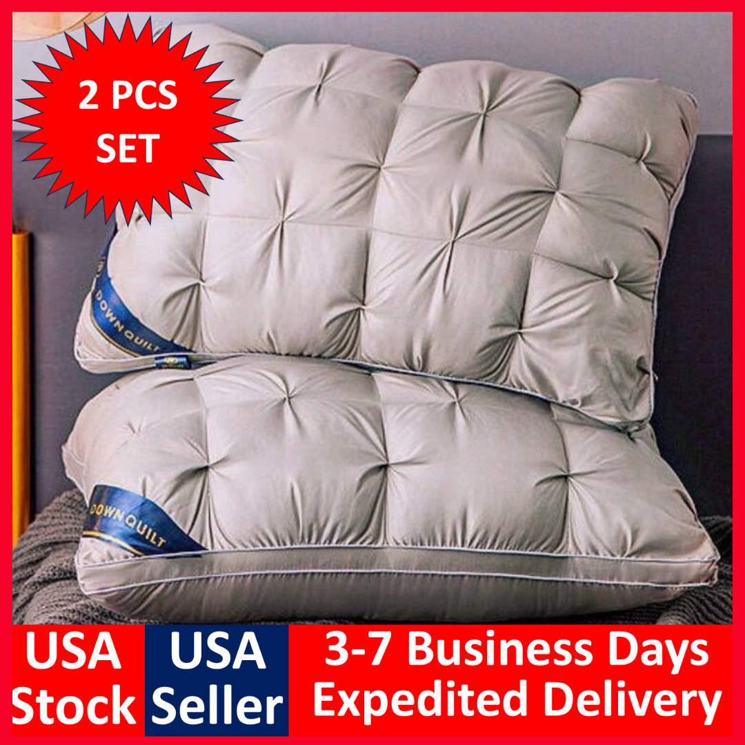 Queen Size Pillow Set of 2 Soft Gel Cushions for All Sleepin